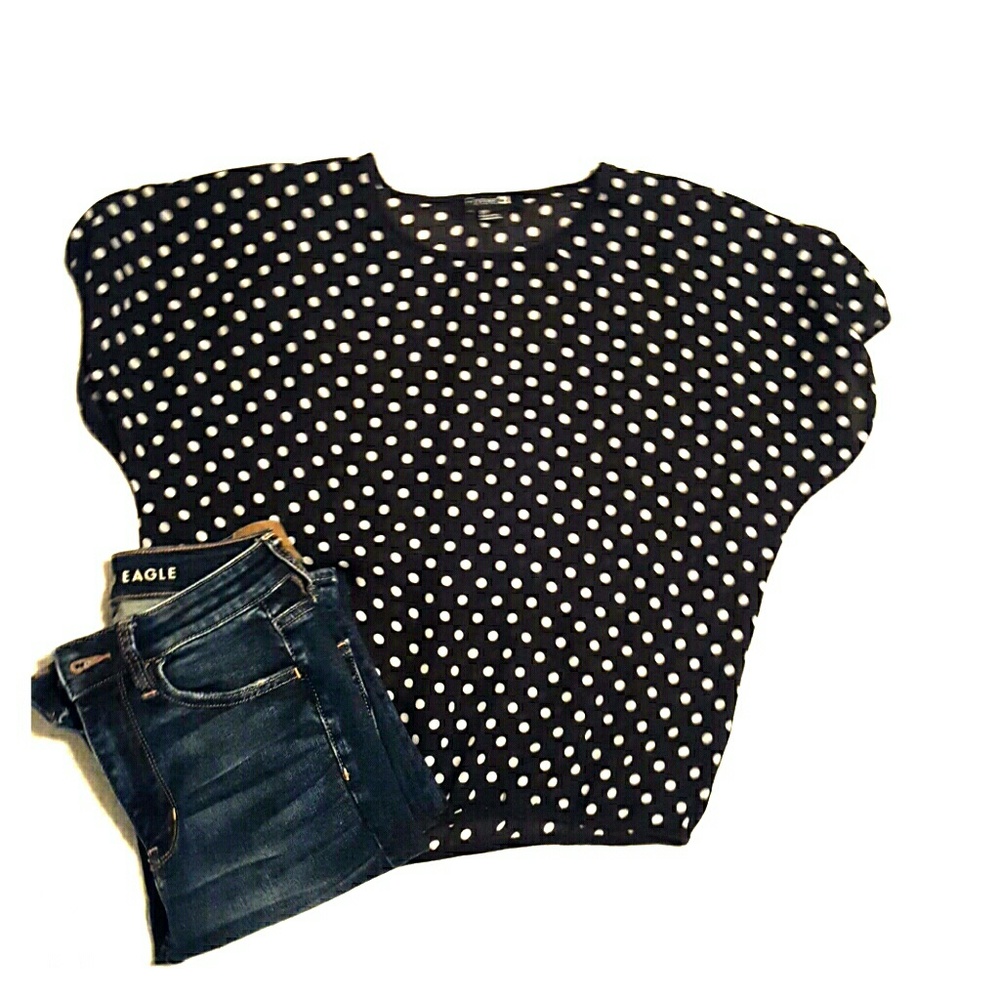 Black and white polka dot Forever 21 Blouse - Sm.